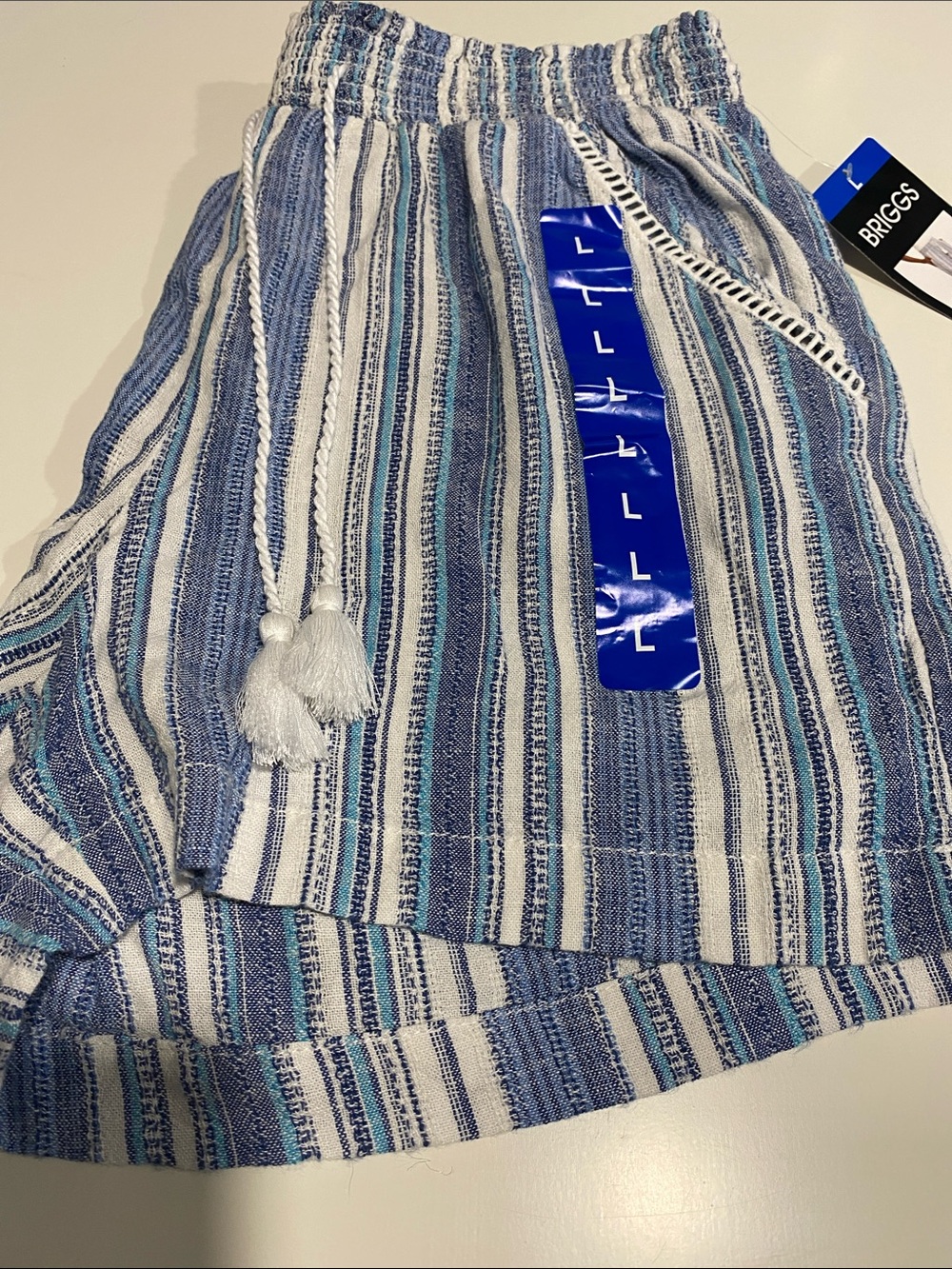 Briggs New York Blue and White Striped High Waist Shorts